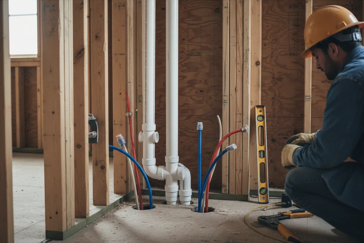 Drain and supply rough-in during Sump Pump Repair in Eldorado